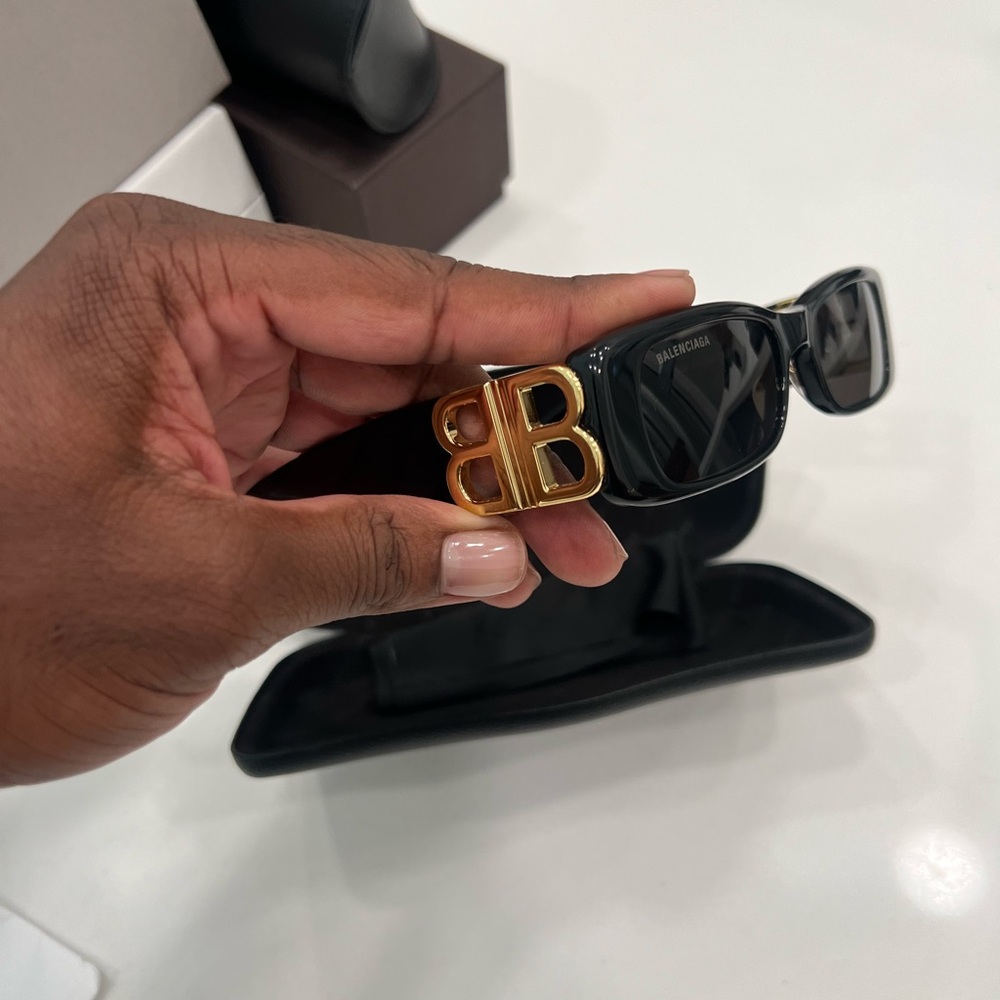 Balenciaga Black Sunglasses with Gold Logo